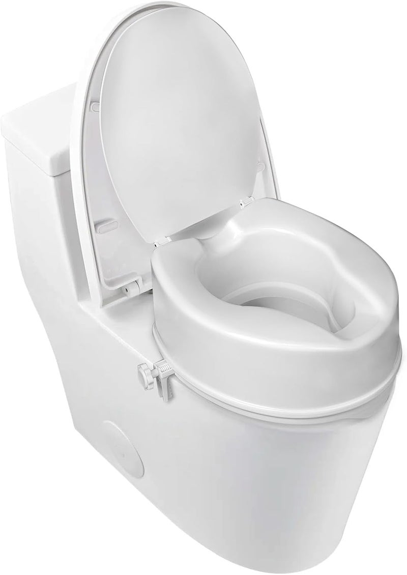 Caredear Store Raised Toilet Seat with Lid for Elderly, 6" High Toilet Seat for Elongated or Standard Commode, Raised Toilet Seat for Seniors, Handicap Toilet Seat Riser with Cover - Image 1